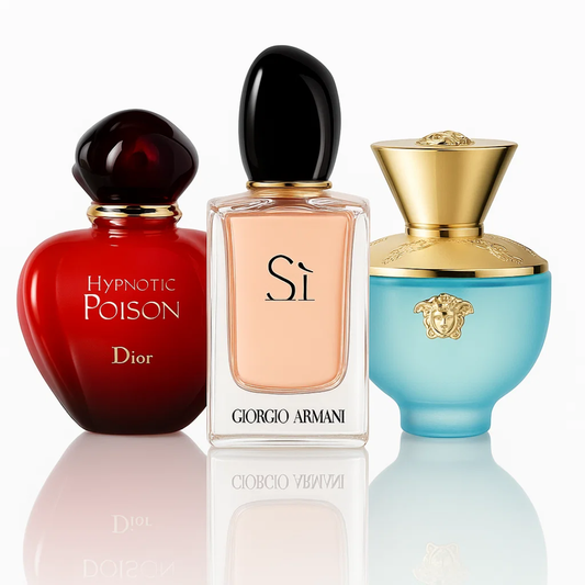 Combo aus 3 Damenparfums – Hypnotic Poison von Dior, Si von Giorgio Armani und Dylan Turquoise von Versace