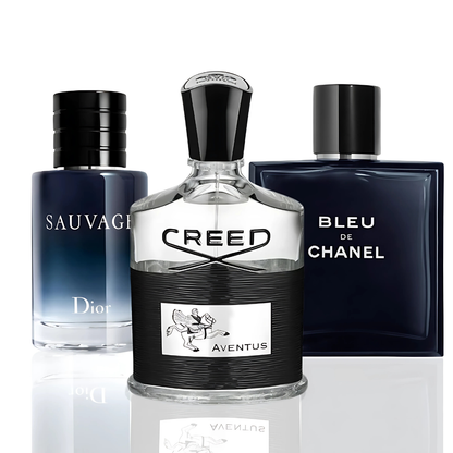 Combo aus 3 Herrenparfums – Dior Sauvage, Bleu de Chanel und Creed Aventus