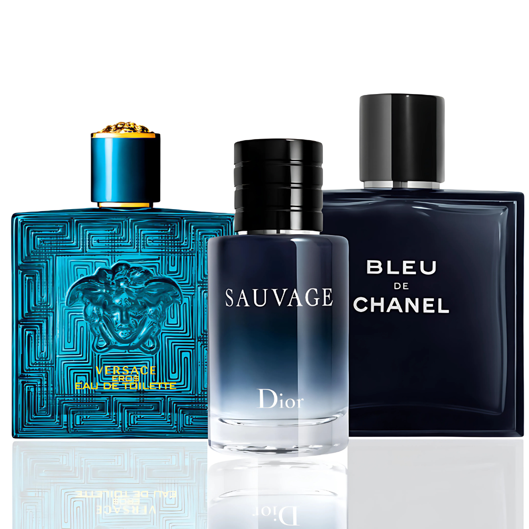 Combo aus 3 Herrenparfums – Dior Sauvage, Bleu de Chanel und Versace Eros