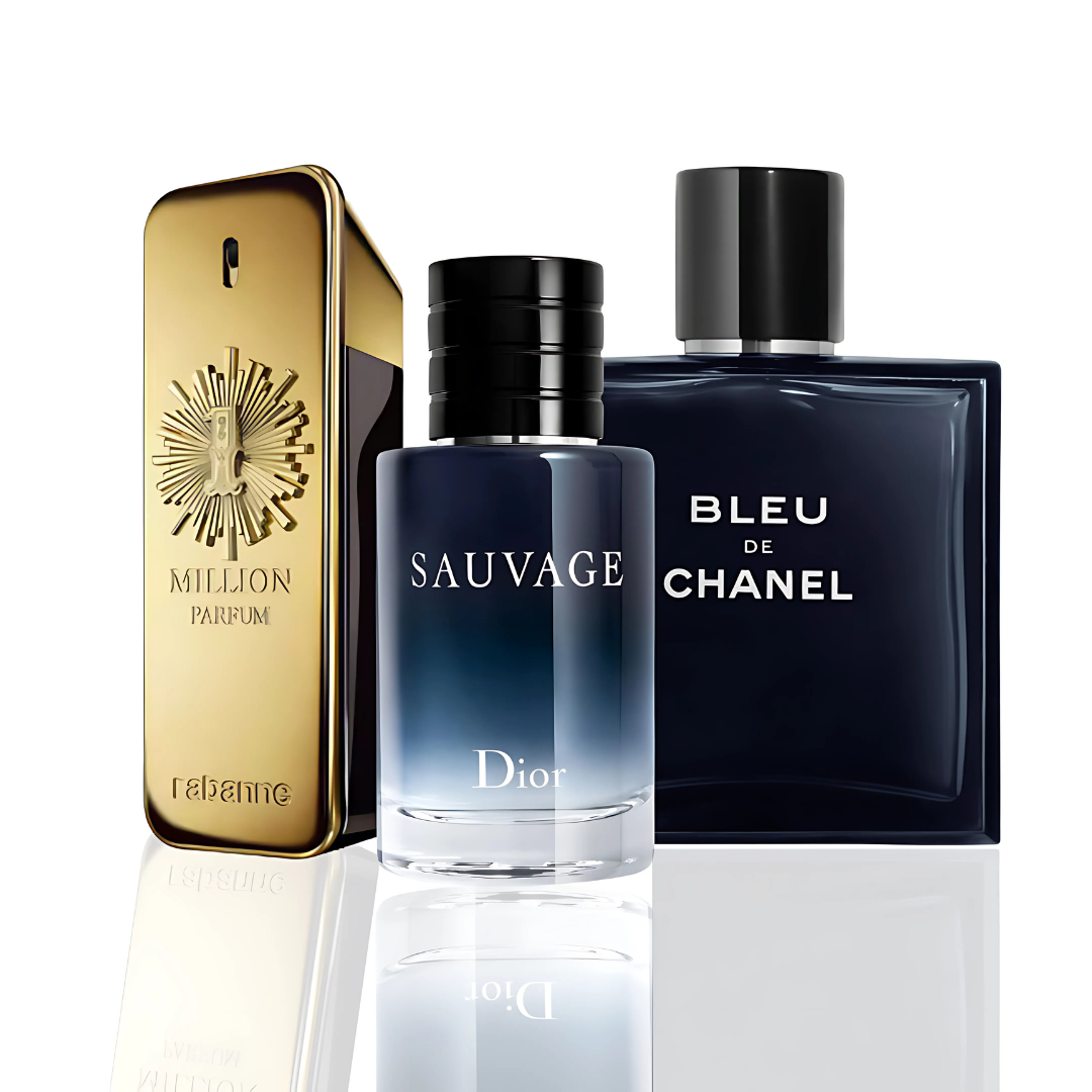 Combo aus 3 Herrenparfums – Dior Sauvage, Bleu de Chanel und Paco Rabanne 1 Million