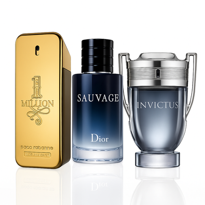 Combo aus 3 Herrenparfums – 1 Million von Paco Rabanne, Sauvage von Dior und Invictus von Paco Rabanne