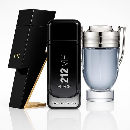 Combo aus 3 Herrenparfums – Bad Boy von Carolina Herrera, 212 VIP Black von Carolina Herrera und Invictus von Paco Rabanne