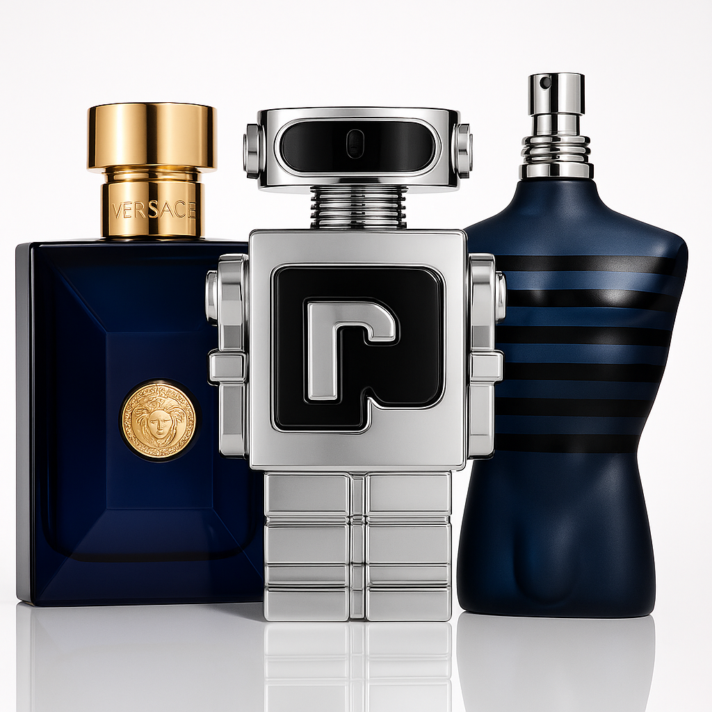 Combo aus 3 Herrenparfums – Dylan Blue von Versace, Phantom von Paco Rabanne und Ultra Male von Jean Paul Gaultier