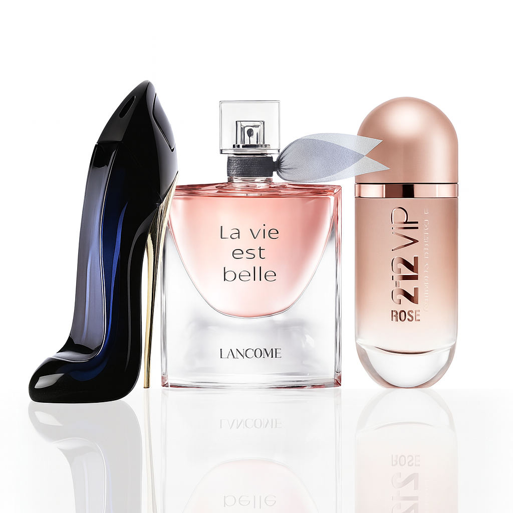 Combo aus 3 Damenparfums – Good Girl von Carolina Herrera, La Vie Est Belle von Lancôme und 212 VIP Rosé von Carolina Herrera