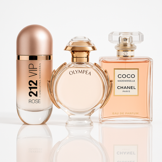 Combo aus 3 Damenparfums – 212 VIP Rosé von Carolina Herrera, Olympéa von Paco Rabanne und Coco Mademoiselle von Chanel