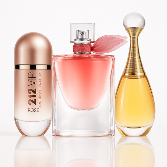 Combo aus 3 Damenparfums – 212 VIP Rosé, La Vie Est Belle und J’adore
