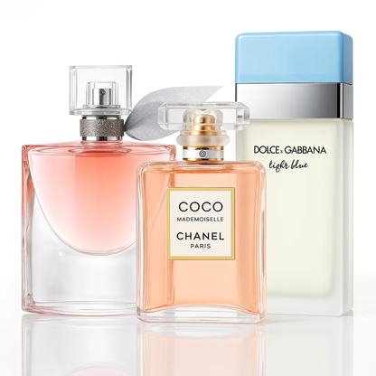 Combo aus 3 Damenparfums – La Vie Est Belle von Lancôme, Mademoiselle von Chanel und Light Blue von Dolce & Gabbana